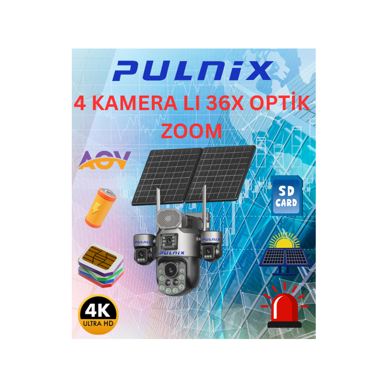 4G SOLAR KAMERA PULNİX PLX-2520İPC 7/24 KAYIT SOLAR GÜNEŞ PANELLİ UBOX