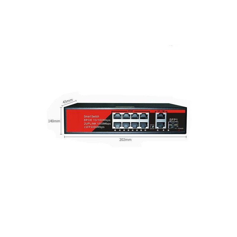 EZCOOL EZ-08PSF-SFP 8 PORT 8FE+2GE+1SFP GİGABİT POE SWİTCH 120W