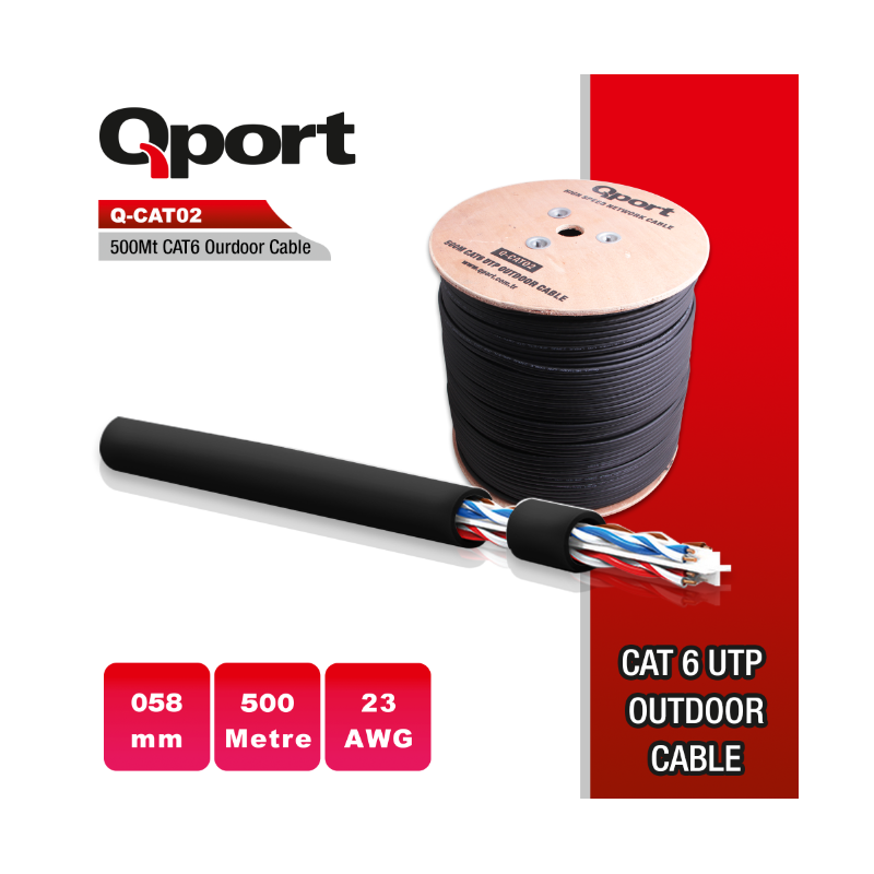 QPORT Q-CATO2 23AWG 500M MAKARALI OUTDOOR SİYAH KABLO