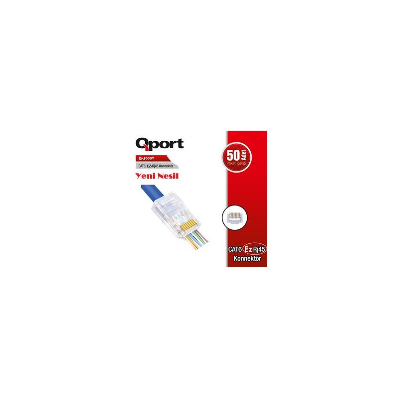 QPORT Q-J600Y CAT6 50 LİK PAKET EZ-RJ45 YENİ NESİL KONNEKTÖR