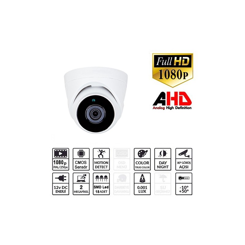 EZCOOL EZ-5120HD 2MP 2.8MM LENS AHD DOME KAMERA