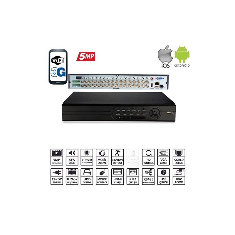 EZCOOL EZ-8732AHD 32 KANAL 2 HDD 5MP XMEYE KAYIT CİHAZI